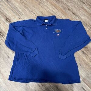 Harley-Davidson Men’s Royal Blue Long Sleeve Polo with Chest Logo
